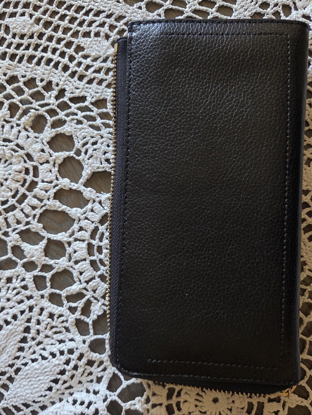 kate spade♠️ Black Pebbled Leather "Eva"L Continental Wallet with Gold Logo - Picture 4 of 7